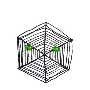 Transpac Wood 23.62 in. Green Halloween Twig Glitz Spider Web Decor - 1 of 2
