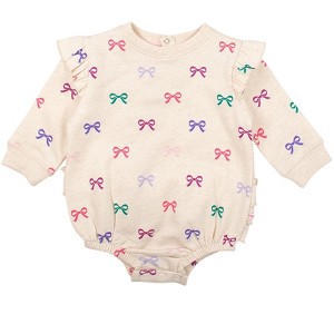 RuffleButts Baby Girls Sweatshirt Bubble Romper - 1 of 4