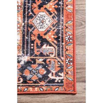 Rust and Blue Vintage Persian Rectangular Area Rug