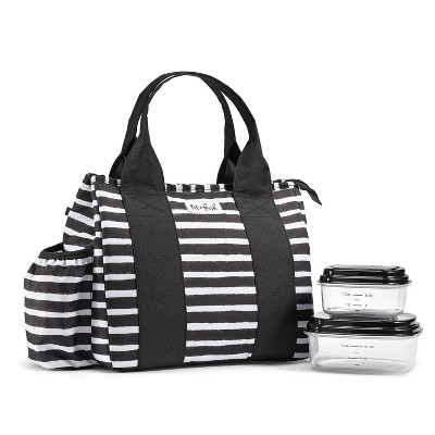 Fit & Fresh Sanibel Lunch Tote - Black/White Stripe