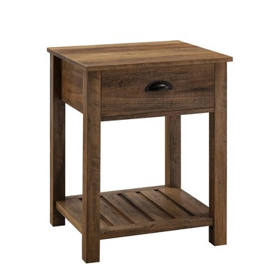 June Rustic Farmhouse Square Nightstand with Lower Shelf - Saracina Home