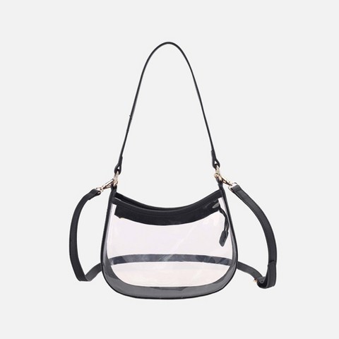 MKF Collection Clear Shoulder Bag with Adjustable Strap, Anna | MKF Collection by Mia K - Black