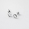 Girl's Trim Bezel Round CZ Screw Back Sterling Silver Earrings - In Season Jewelry - 4 of 4