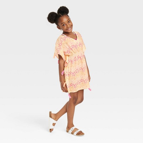 Girls' Daisy Caftan Swimsuit Cover Up - Cat & Jack™ Yellow Xl : Target