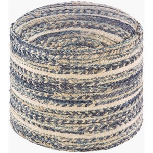Livabliss Tresse 14"H x 18"W x 18"D Bohemian/Global Dark Blue Pouf - 1 of 3