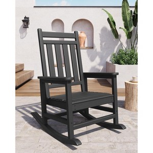 Adirondack Outdoor Rocking Chair, All Weather HDPE Plastic Patio Rocker Chair with Wide Armrests - 1 of 4