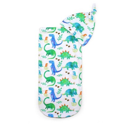 Image of Itzy Ritzy Cutie Cocoon and Hat Swaddle Wrap - Dino