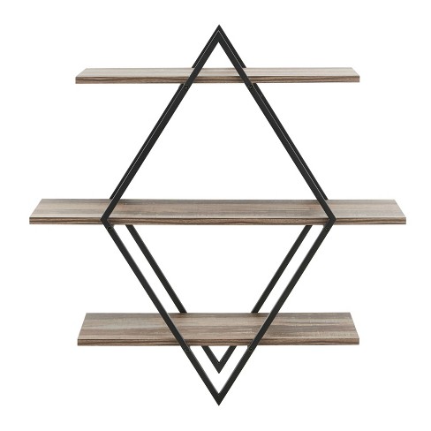 Wall Floating Shelves, 3 Tier Rustic Geometric Decorative Shelf