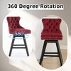 QingMoon Swivel Velvet Bar Stools Set of 2, Modern Counter Height Chairs with Button Tufted Back and Rivet Trim for Kitchen Island, Pub - 4 of 4