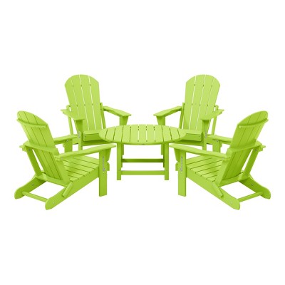 WestinTrends Malibu 5-Piece HDPE Folding Adirondack Chair Outdoor Patio Conversation Set