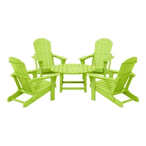 WestinTrends Malibu 5-Piece HDPE Folding Adirondack Chair Outdoor Patio Conversation Set - 1 of 4