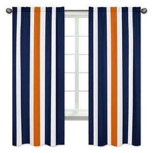 Sweet Jojo Designs Window Curtain Panels 84in. Stripe Blue and Orange - 1 of 4