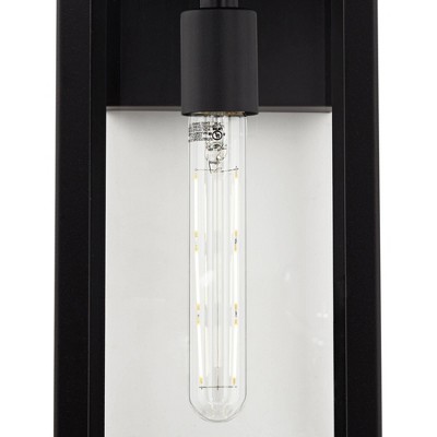 Mystic Black Metal Outdoor Wall Light with Clear Glass Panels