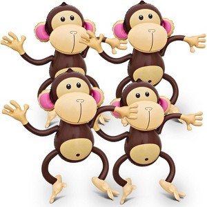4E's Novelty Go Bananas with Our 4-Pack of 27-Inch Inflatable Monkey Decorations - Perfect for Jungle and Safari-Themed Parties! - 1 of 4