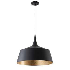 Dewdrop Contemporary Black Dome Pendant Light Hanging Lamp with Gold Interior ETL Listed Adjustable Fixture for Kitchen Island Dining Room - 1 of 4