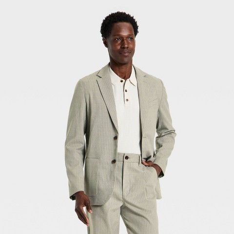 Мужские пиджаки Houston White Men's Single Breasted Blazer - Gray Twill Pinstripe M