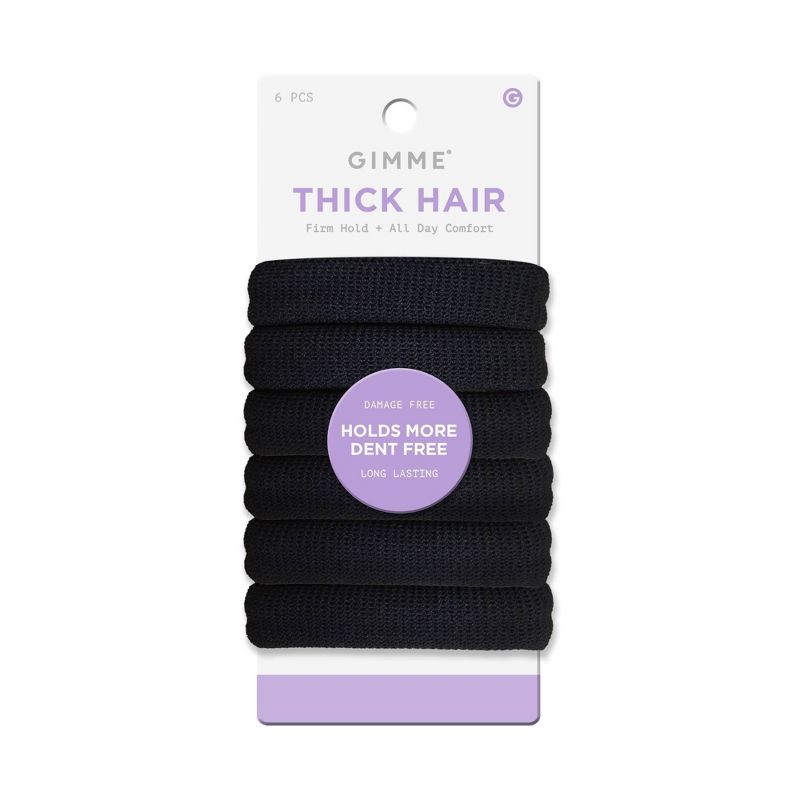 Gimme Beauty Thick Hair Tie Bands - Black - 6ct, 1 of 7