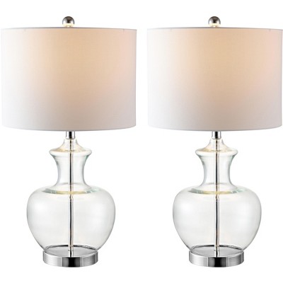 Chic Genie Chrome & Glass 25" Table Lamp Set in White