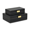 Cheung's Lithos Vintage Rectangular Style Set of 2 Boxes with Stitched Accents & Gold Handles - Black - 3 of 4
