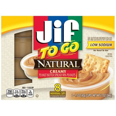 Jif Natural Creamy Peanut Butter To-Go 12 oz