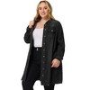Agnes Orinda Women's Plus Size Stand Collar Buttons Long Sleeve Raw Hem Long Denim Jackets - 3 of 4