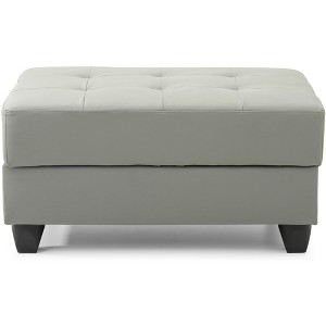 Passion Furniture Nyla Gray Faux Leather Upholstered Storage Ottoman - 1 of 4