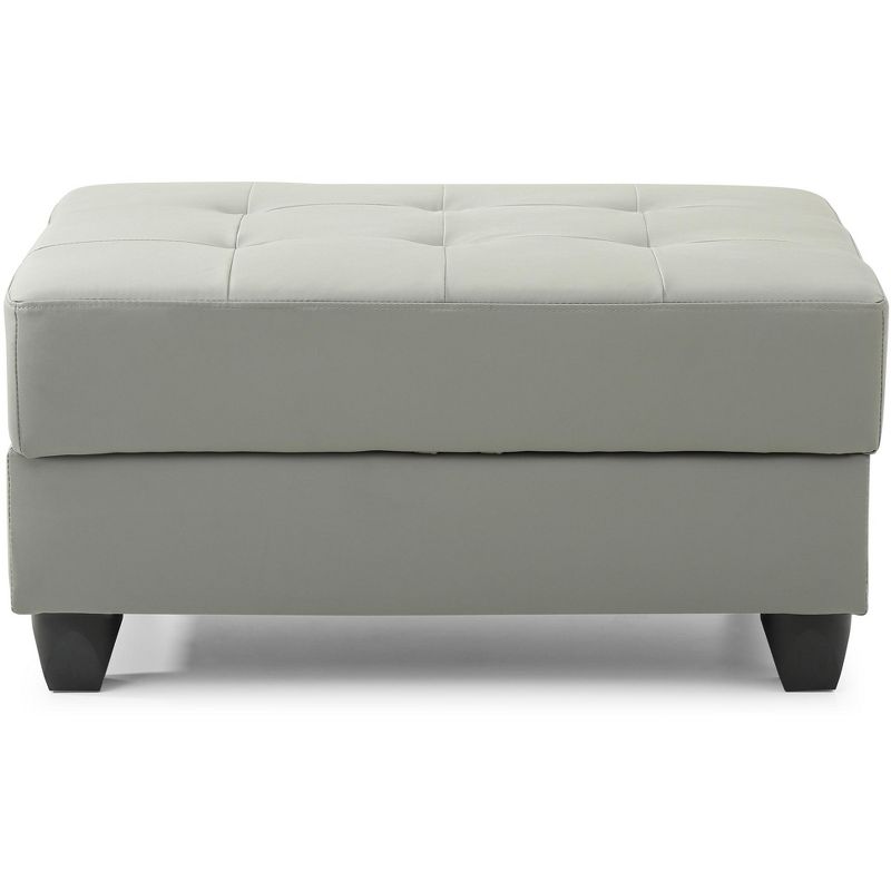 Passion Furniture Nyla Gray Faux Leather Upholstered Storage Ottoman, 1 of 5