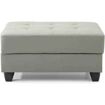 Passion Furniture Nyla Gray Faux Leather Upholstered Storage Ottoman