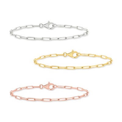 Ross-Simons Tri-Colored Sterling Silver Jewelry Set: 3 Paper Clip Link Bracelets