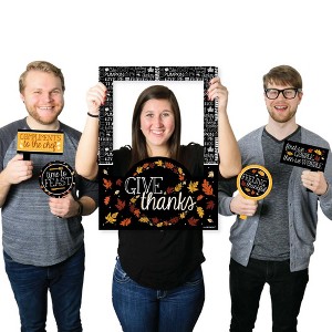 Big Dot of Happiness Give Thanks - Thanksgiving Party Photo Booth Picture Frame and Props - Printed on Sturdy Material - 1 of 4