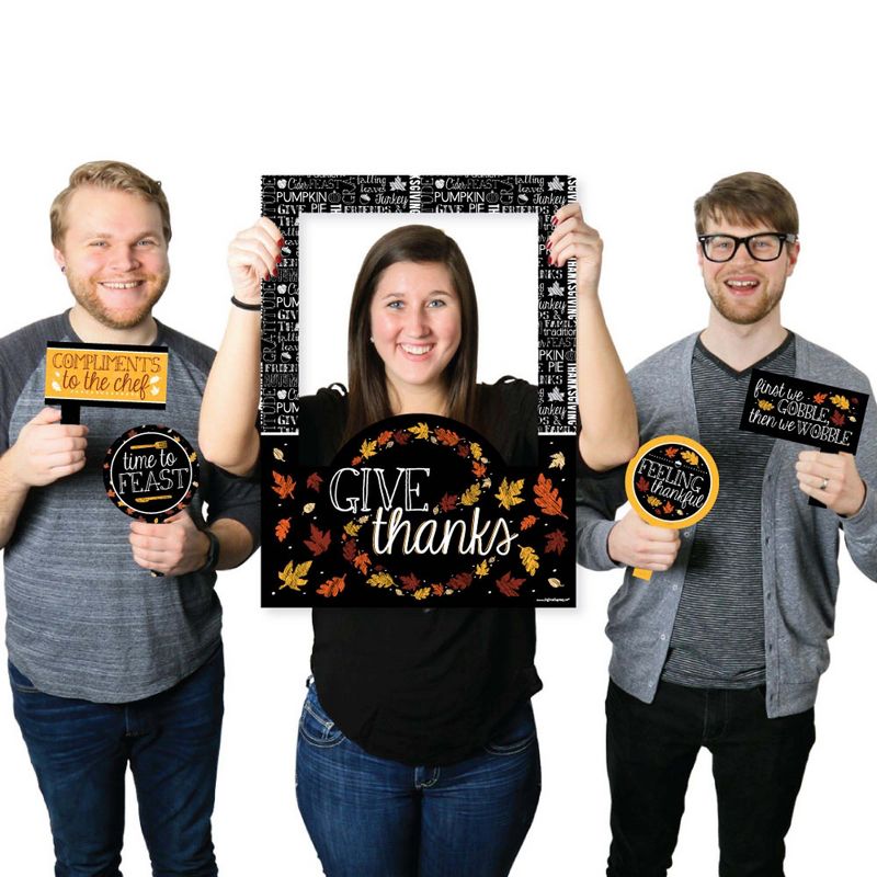 Big Dot of Happiness Give Thanks - Thanksgiving Party Photo Booth Picture Frame and Props - Printed on Sturdy Material, 1 of 8