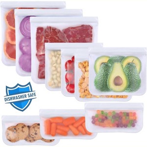 10 Pack Dishwasher Safe Reusable Bags, 3 Gallon 4 Sandwich 3 Snack Leakproof - 1 of 4
