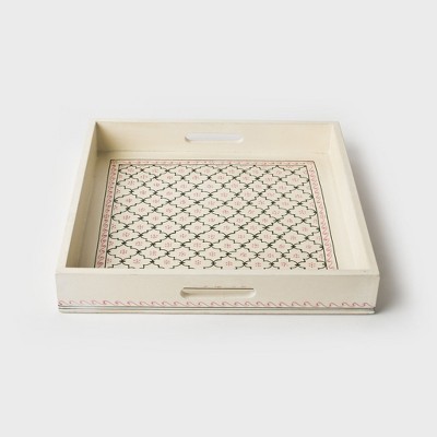 Mela Artisans Painted Trays- Pink/Green