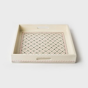 Mela Artisans Painted Trays- Pink/Green - 1 of 4