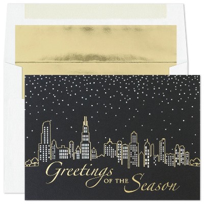Masterpiece Studios Holiday Collection Premium Cards 15 Cards/Foil-Lined Envelopes, City Greetings, 5.6" x 7.8"