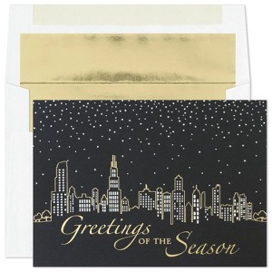 Masterpiece Studios Holiday Collection Premium Cards 15 Cards/Foil-Lined Envelopes, City Greetings, 5.6" x 7.8" - 1 of 1