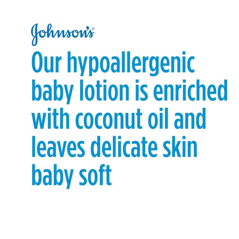 Johnson&#39;s Moisturizing Mild Pink Baby Body Lotion, Coconut Oil for Delicate Skin, Hypoallergenic - 27.1 fl oz, 4 of 12