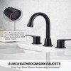 WOWOW 8 in. Widespread Double Handle Bathroom Sink Faucet in Brushed Nickel - 3 of 4