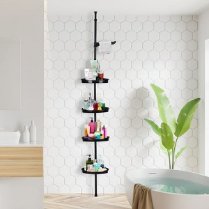 Shower Caddy Corner, 4 Adjustable Shelves with Tension Pole, Bathtub Storage Organizer for Shampoo Accessories, up to 123 Inch - 1 of 4
