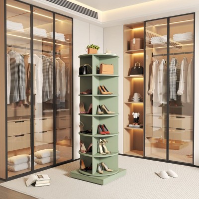 With A 360-Degree Rotating Design Shoe Rack, Fit 24 Pairs Of Shoes Or Bags Shoe Cabinet, Shoe Cabinet Storage With 6 Layers-Cuddlewood