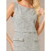 INSPIRE CHIC Women's Sleeveless Tweed Boat Neck Work Office Sheath Dresses - 4 of 4