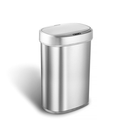 SEVOBAL Indoor Trash Cans Bigacc 13 Gallon Kitchen Trash Can with Touch-Free Motion Sensor Stainless-Steel Garbage Can, Silvery, 16.8"*11.8"*24.8"