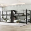 KWPZQEB Quadruple Metal Bunk Bed, Quadruple Metal Bunk Bed with Built-in Storage Shelves, Wardrobe & Noise-reduced Design, Black - 3 of 4