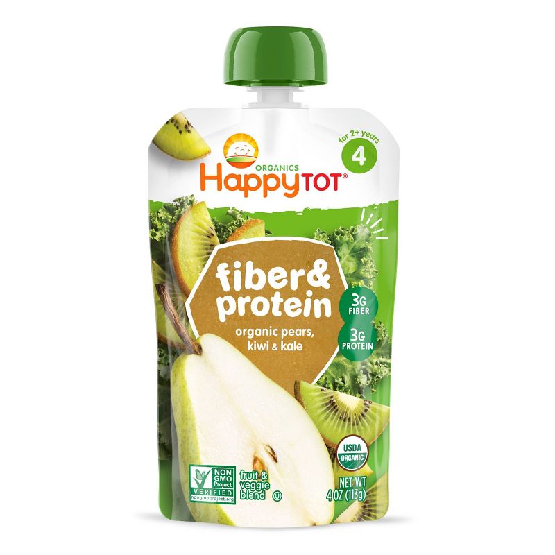 HappyTot Fiber &#38; Protein Organic Pears Kiwi &#38; Kale Baby Food Pouch - 4oz, 1 of 7