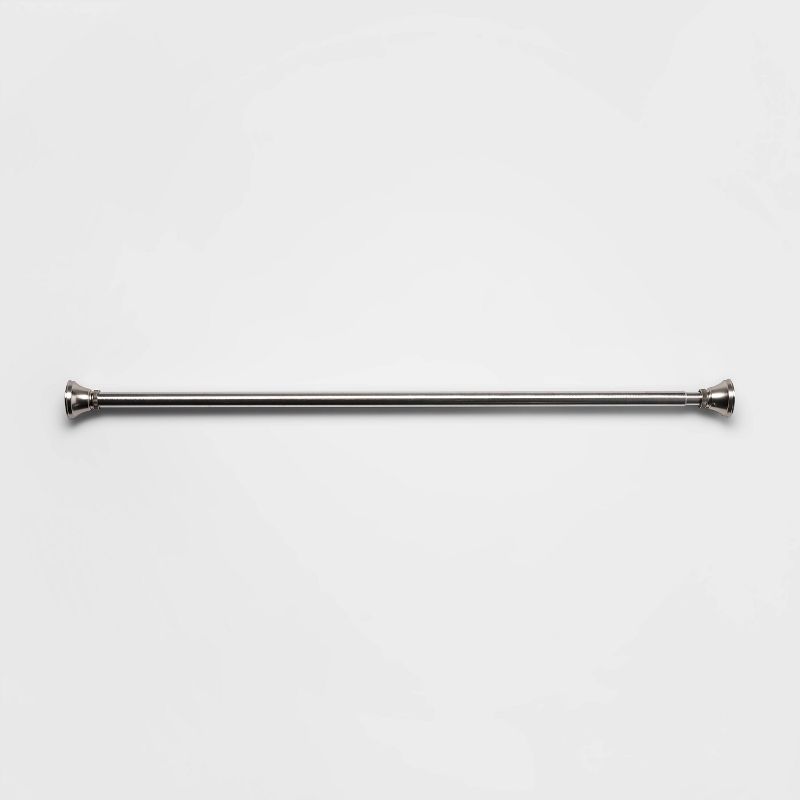 72&#34; Rust Proof Stainless Steel Two-Way Mount Taper Finial Shower Curtain Rod Nickel - Threshold&#8482;, 1 of 5