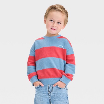 Toddler Boys' Striped French Terry Sweatshirt - Cat & Jack™ Red/Blue