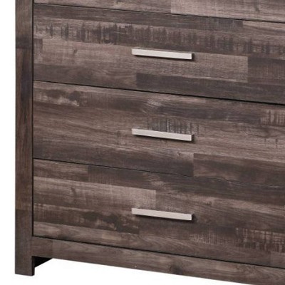 Juniper Dark Cherry 5-Drawer Wooden Chest with Metal Handles