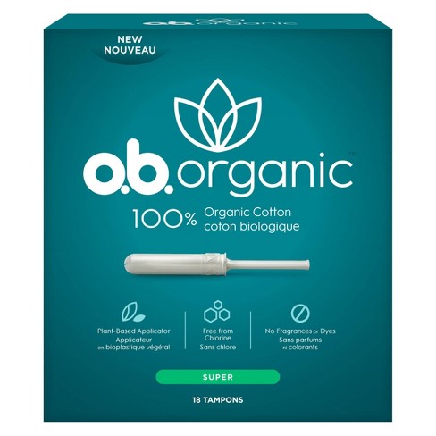 O B Organic Tampons Plant Based Applicator Unscented Super 18ct Target