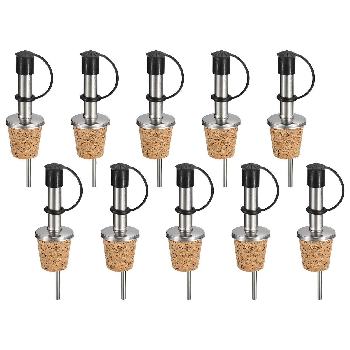 Unique Bargains Integrated Dust-proof Cap Stainless Steel Olive Oil Wine Bottle Pourers