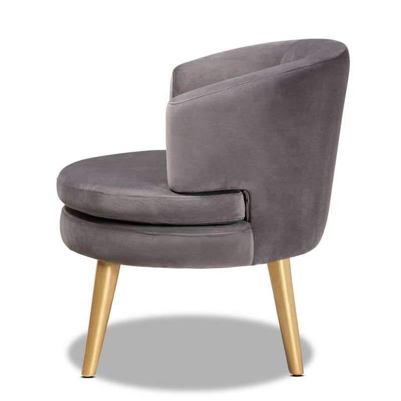 Baptiste Glam and Luxe Velvet Fabric Upholstered Wood Accent Chair - Baxton Studio, 4 of 9
